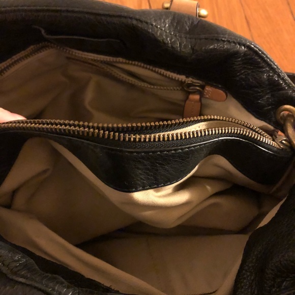 J Crew Tumbled Black Leather Convertible Purse - Picture 4 of 5